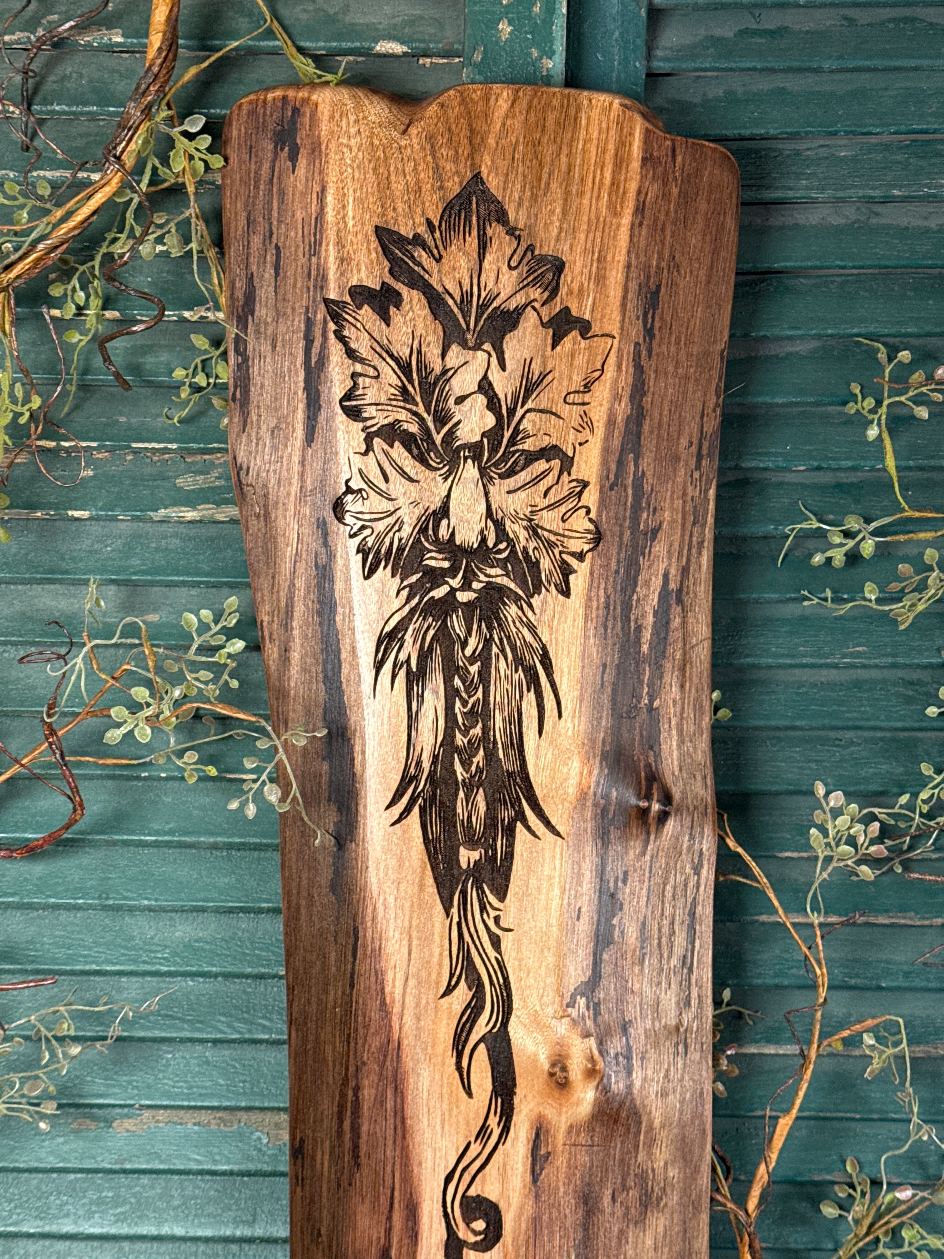 Green Man on Walnut