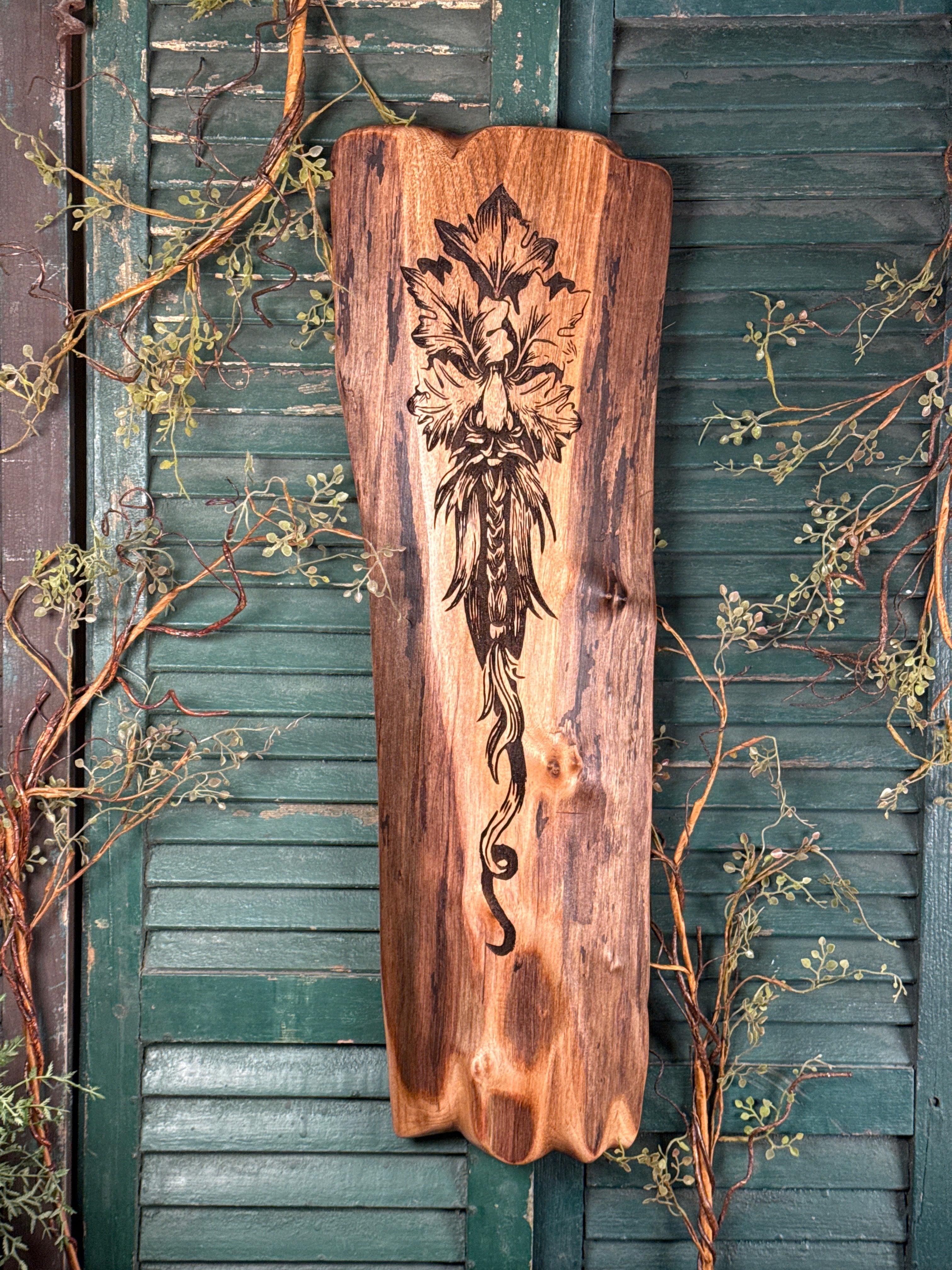 Green Man on Walnut