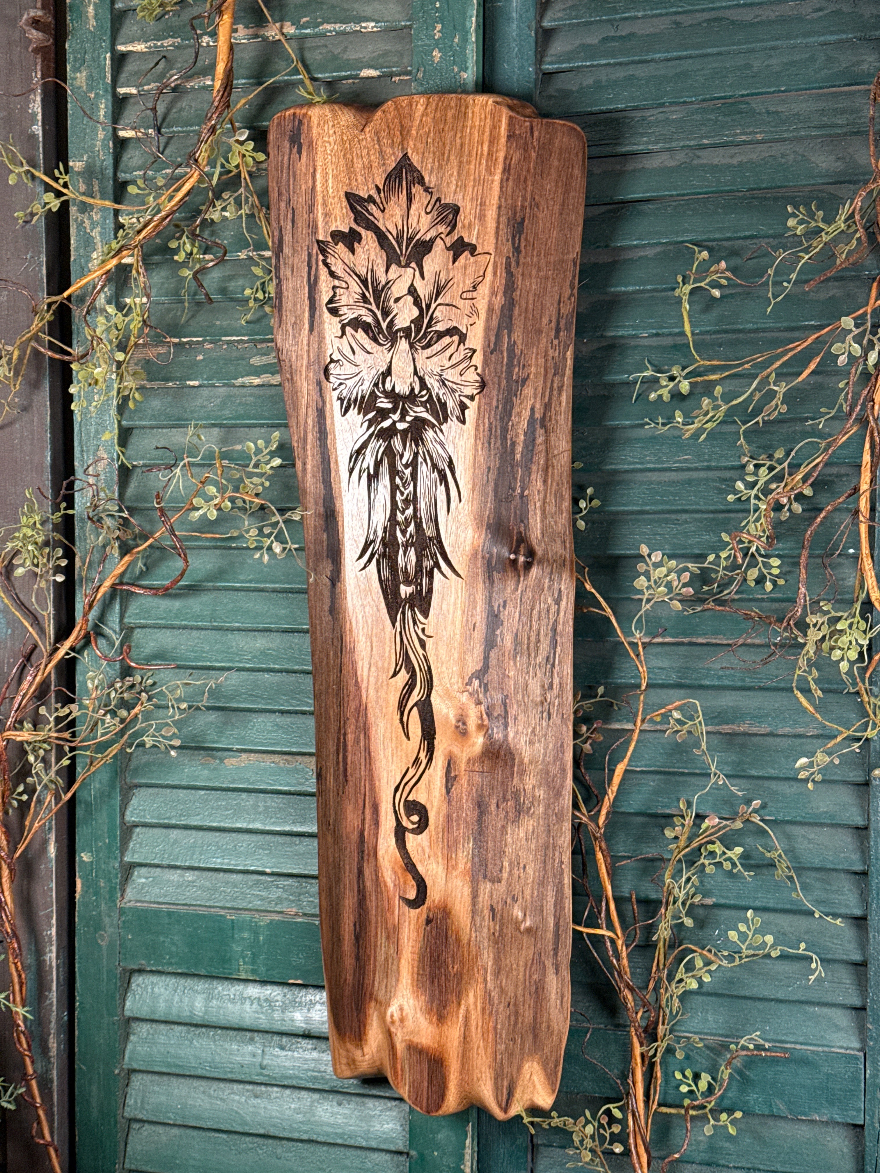 Green Man on Walnut