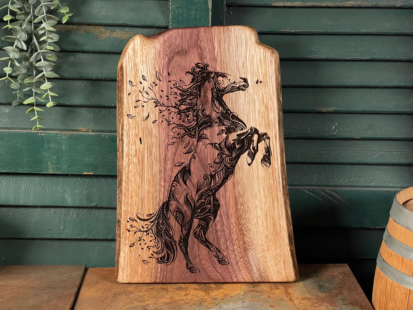Botanical Horse on Walnut
