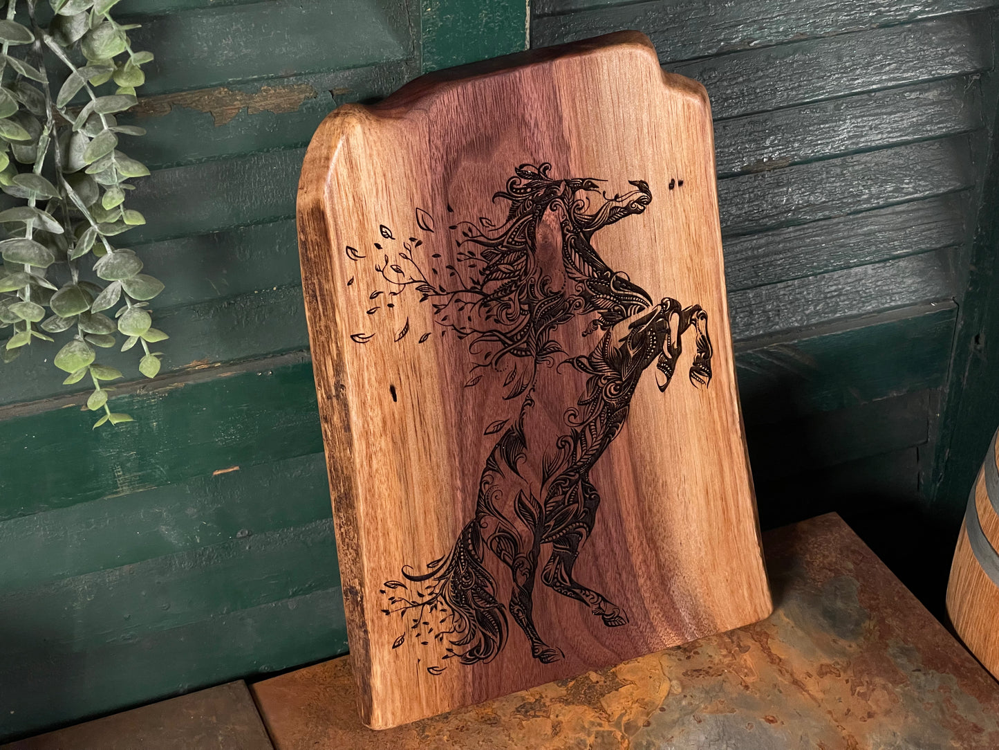 Botanical Horse on Walnut