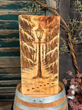 Winters End Bookend on Pine
