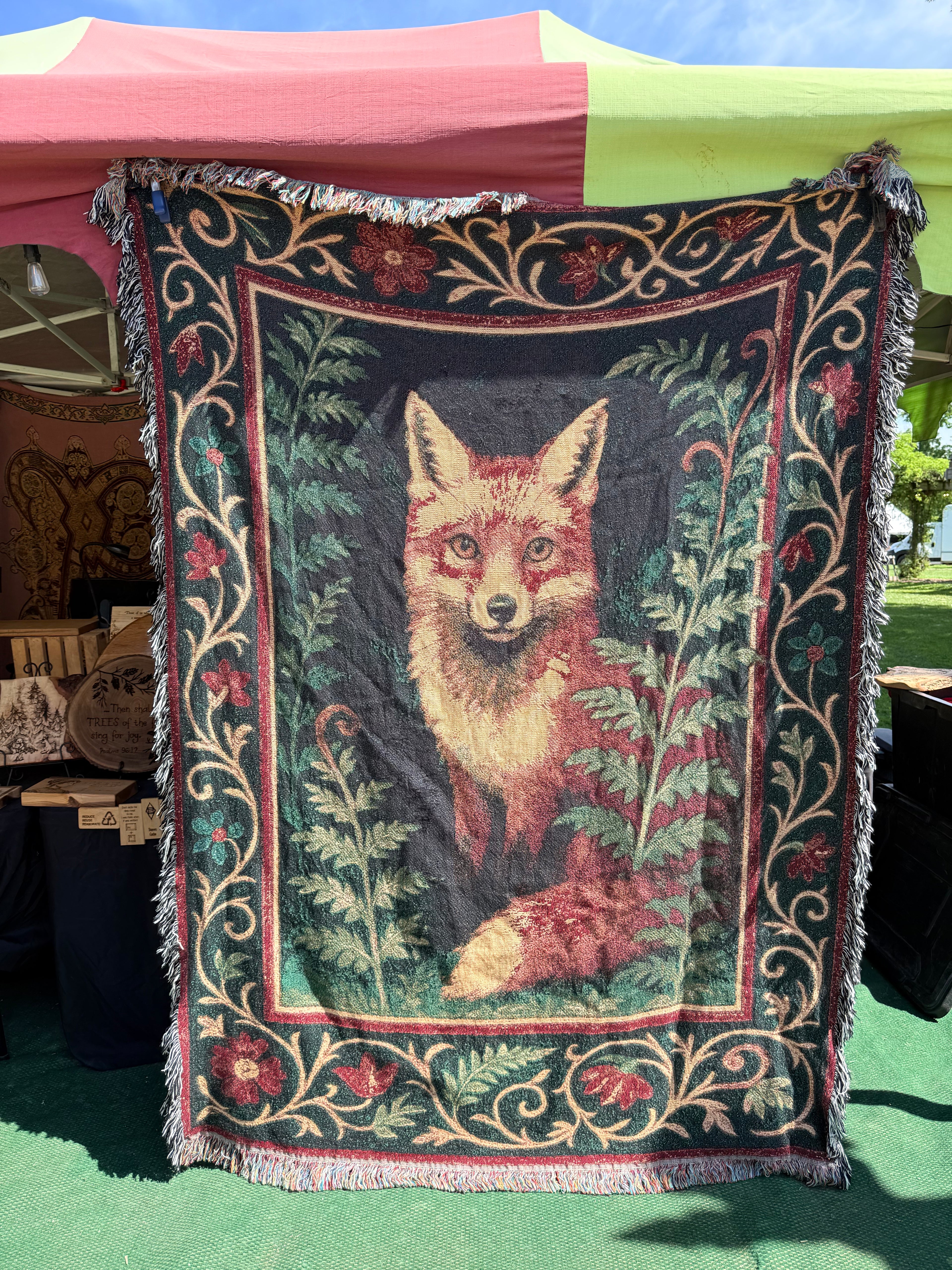 Fox in the Fern - Woven Blanket / Tapestry