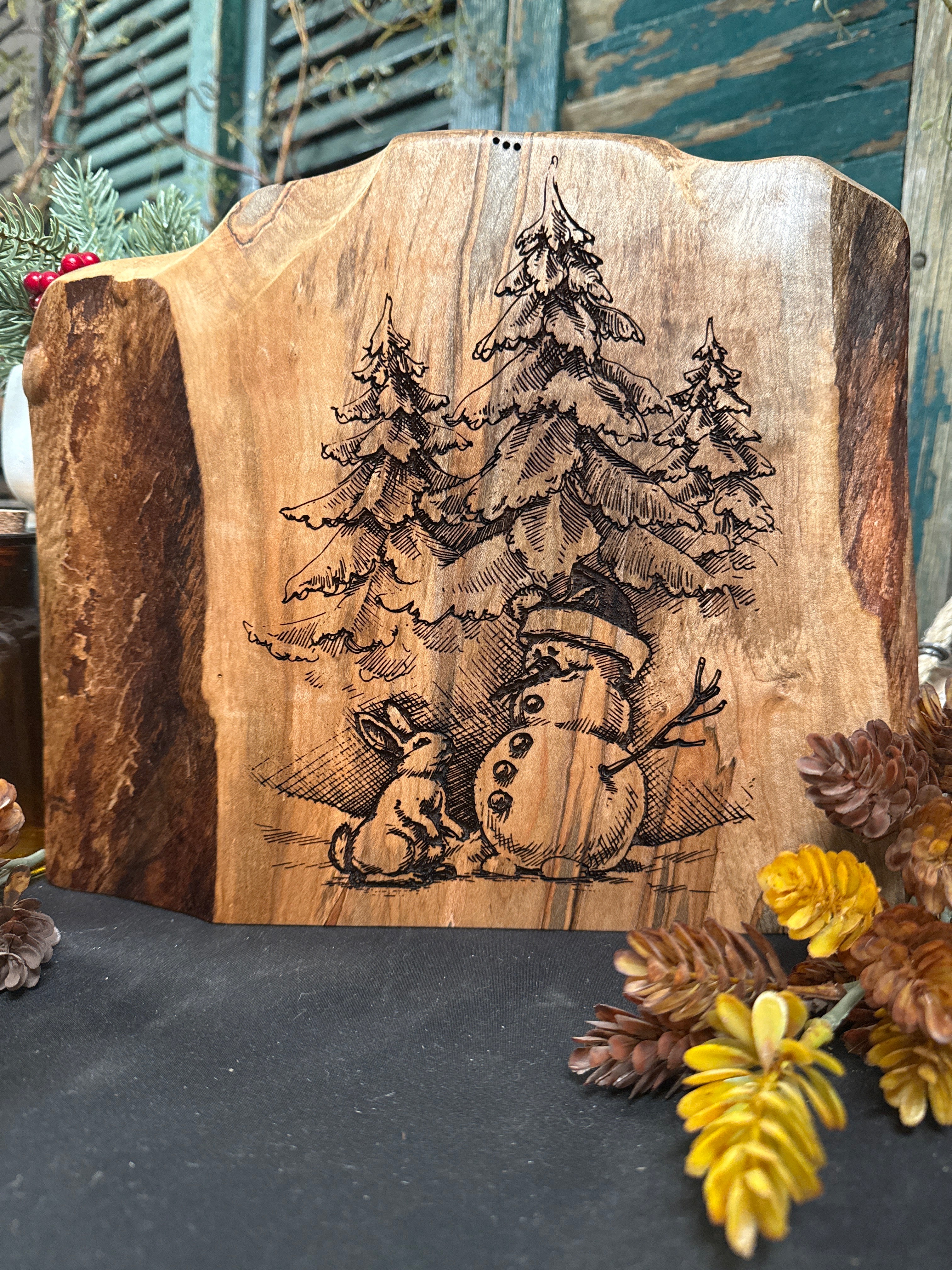 Snowman & Bunny on Maple