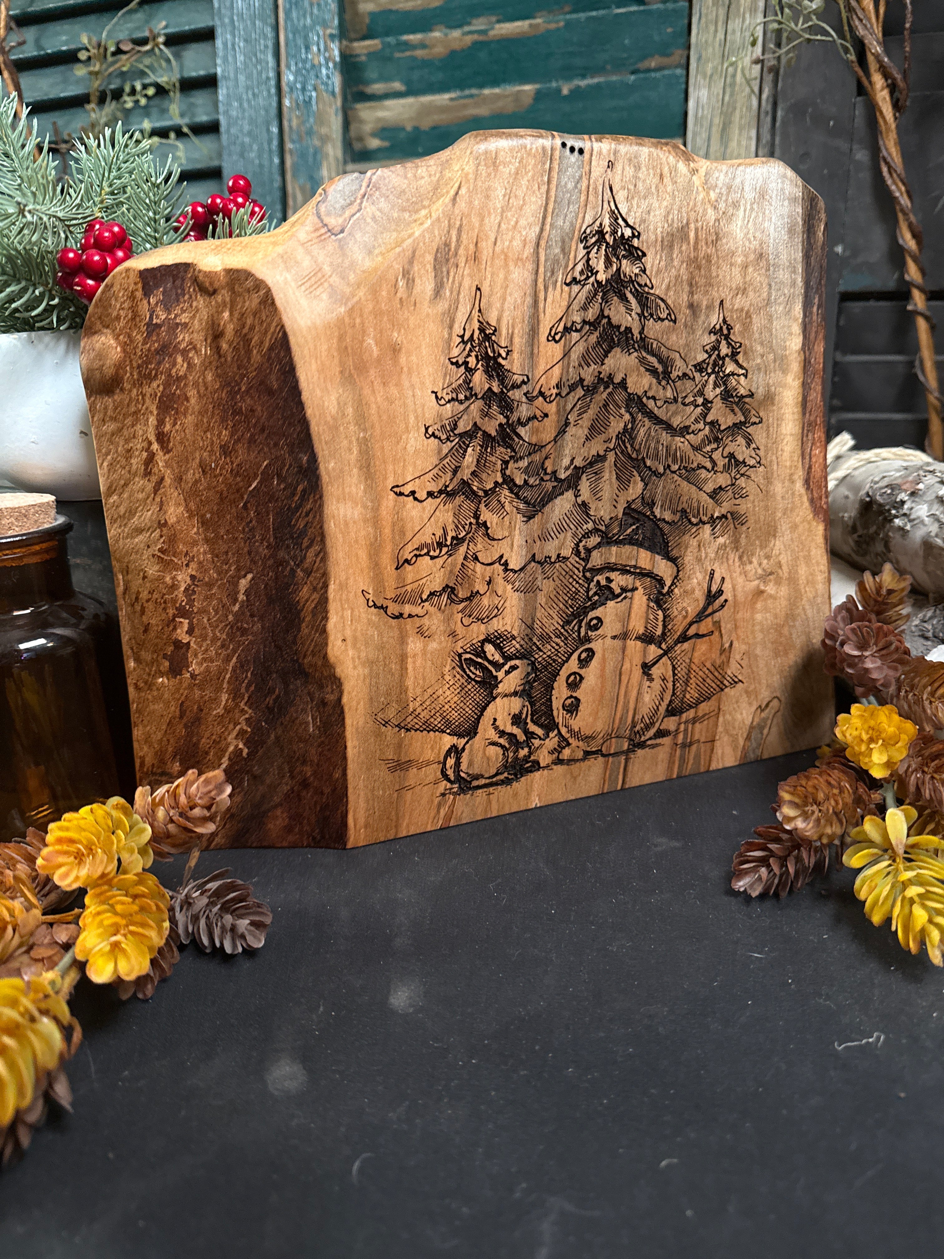 Snowman & Bunny on Maple