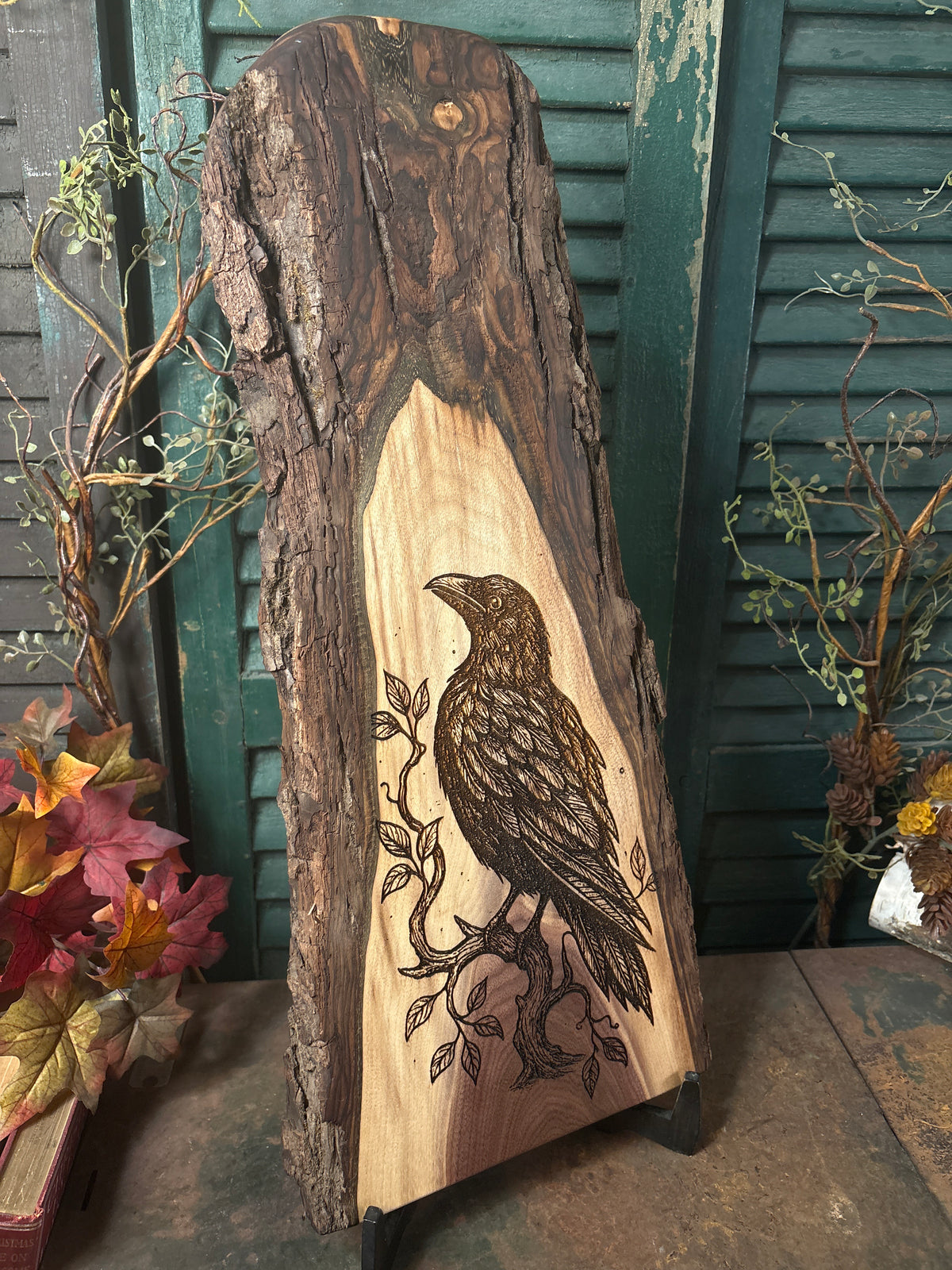 Ancient Raven on Walnut