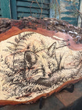 Fox in Fern on Pecan