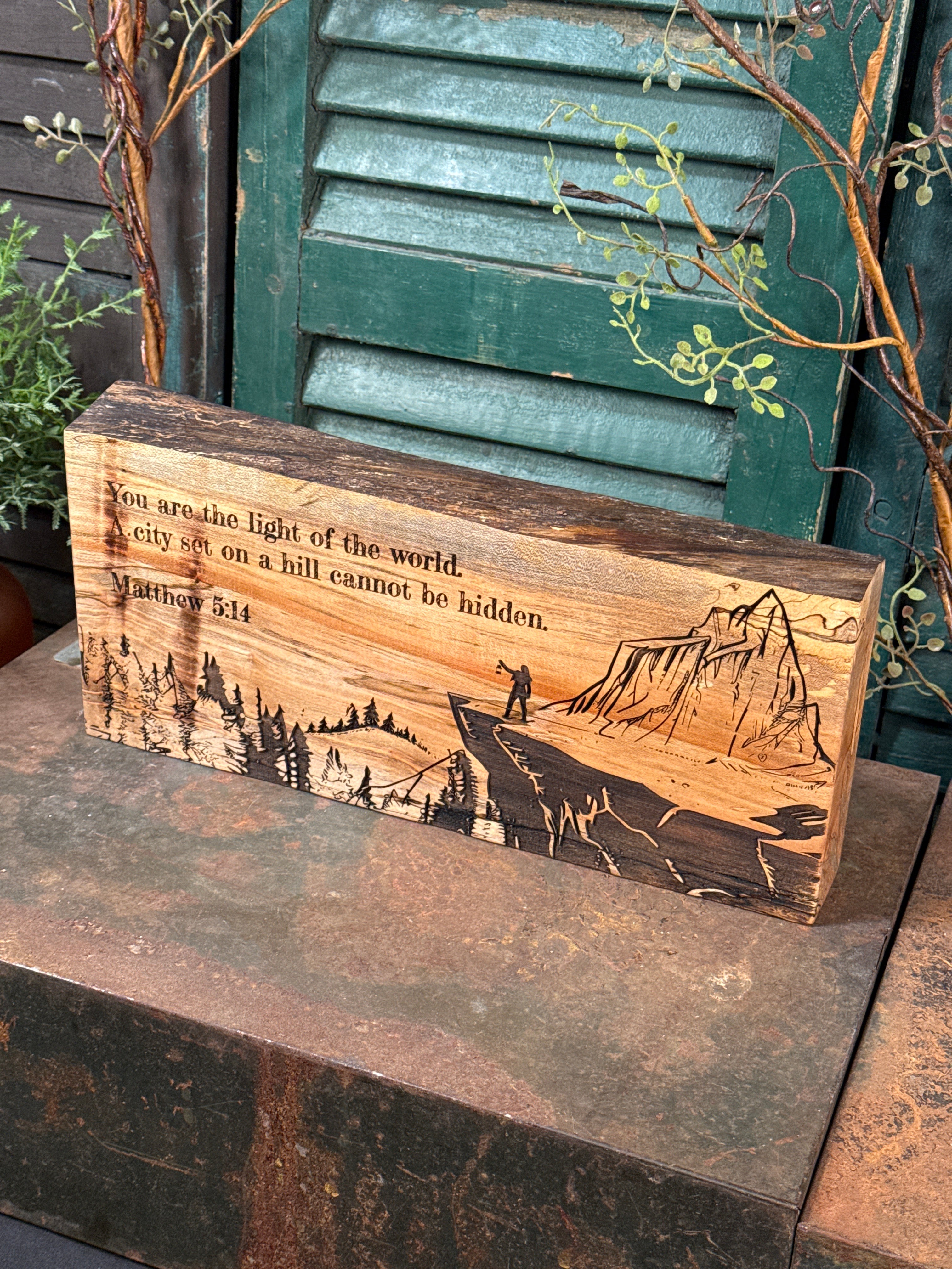 City on a Hill on Spalted Maple