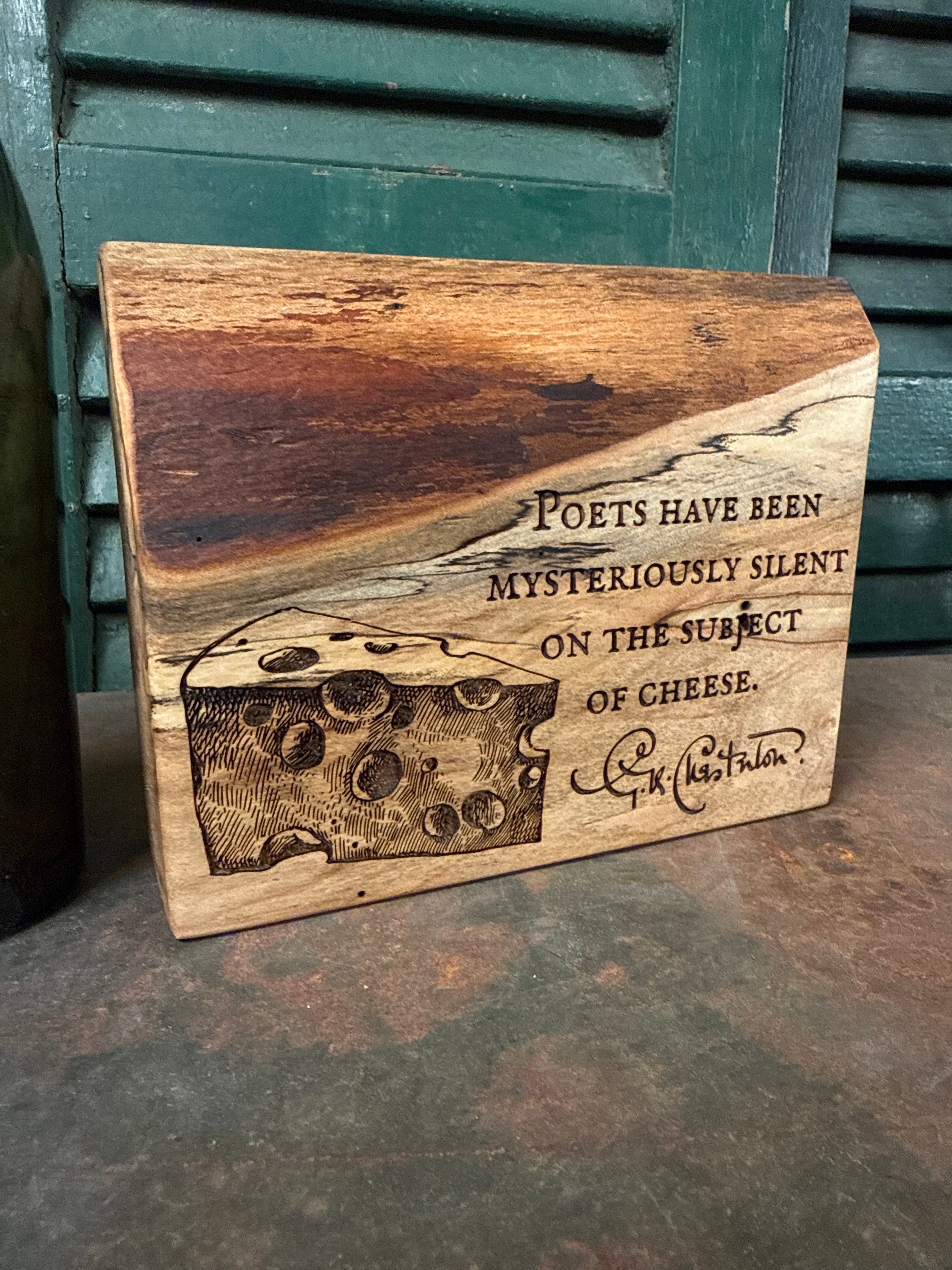 The Subject of Cheese on Spalted Maple