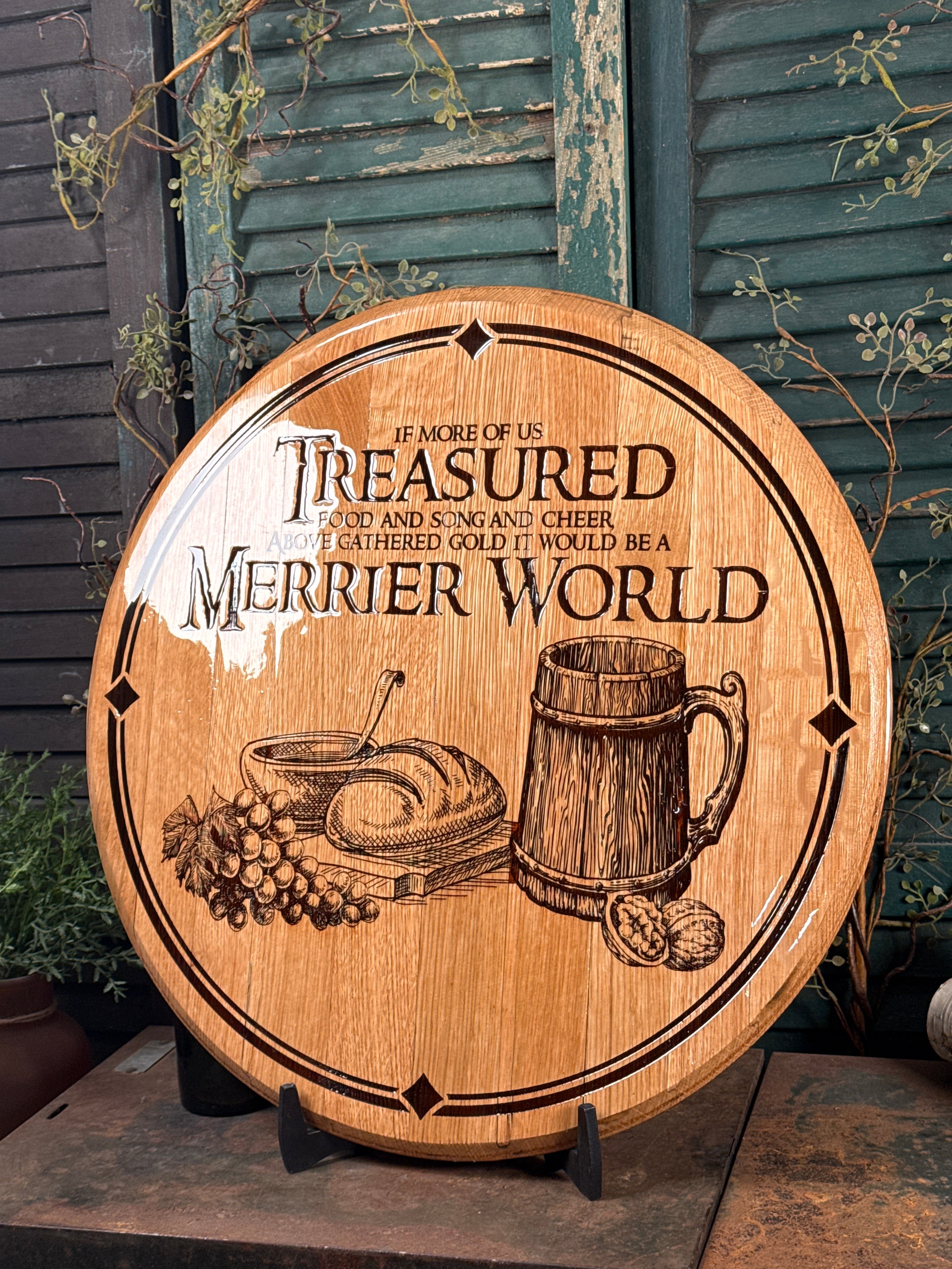 Merrier World - Barrel Head on Bourbon Barrel Oak