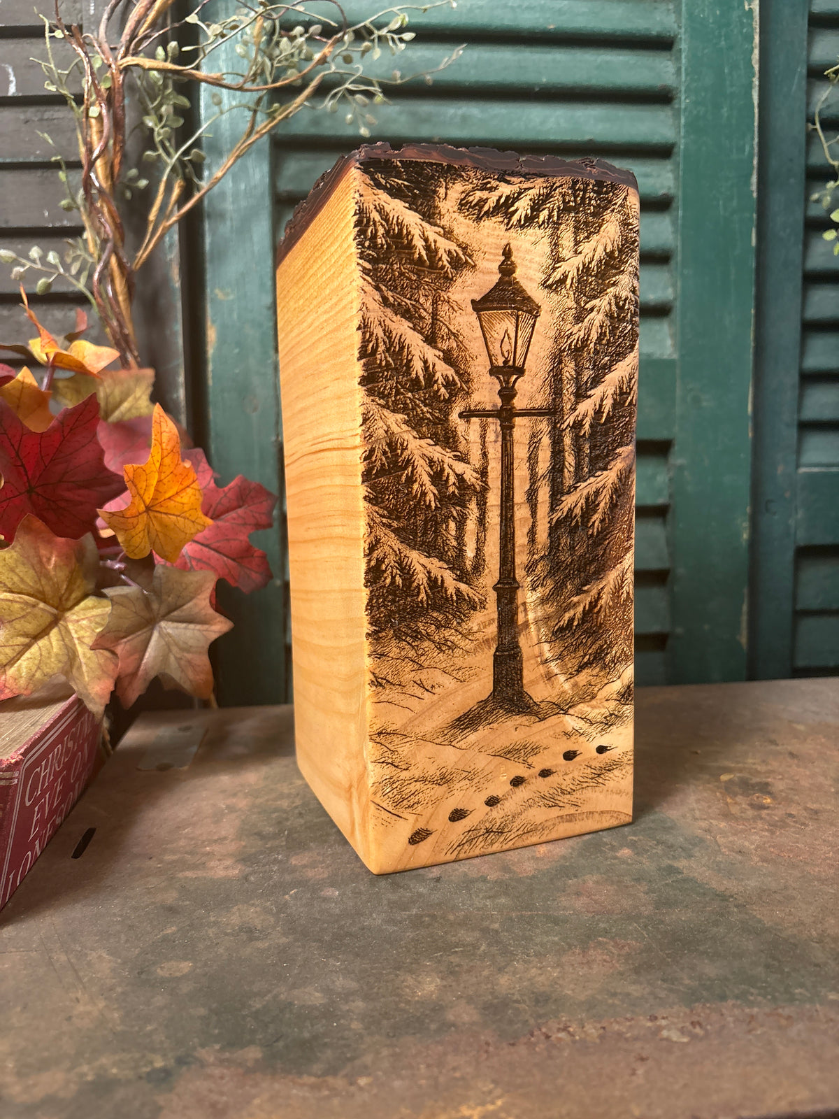 Winters End Bookend on Pine