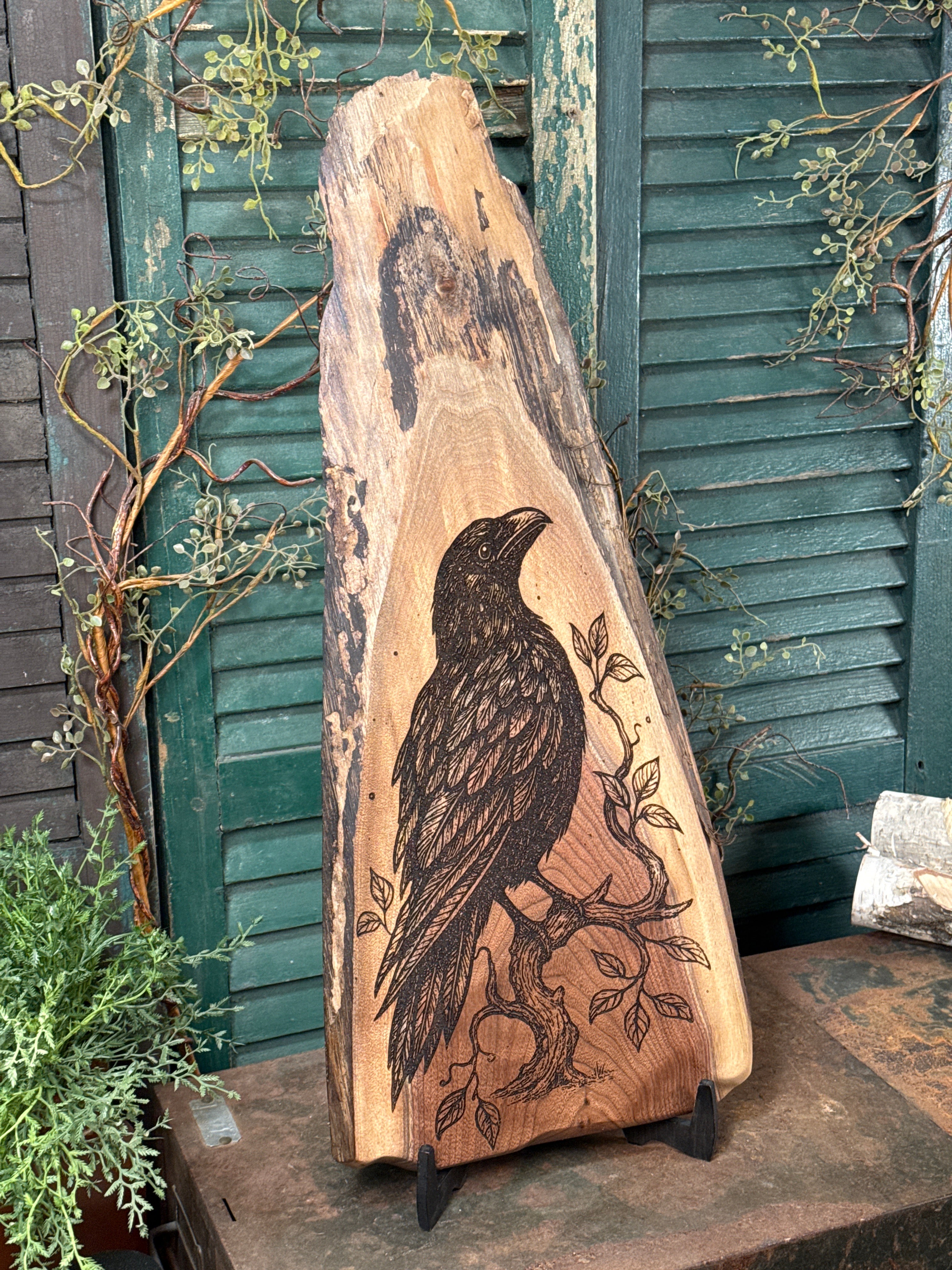 Ancient Crow on Walnut