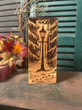 Winters End Bookend on Pine