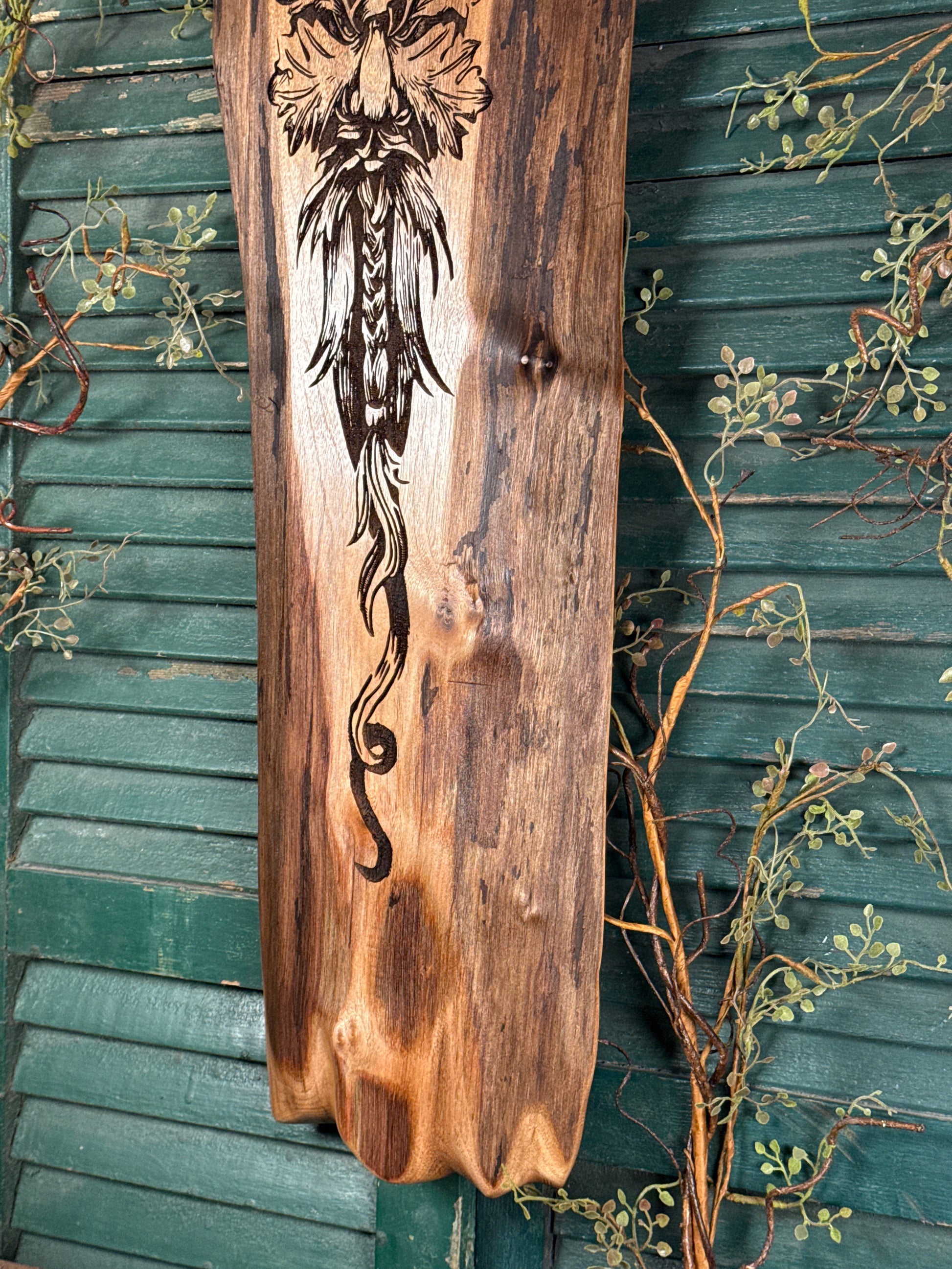 Green Man on Walnut
