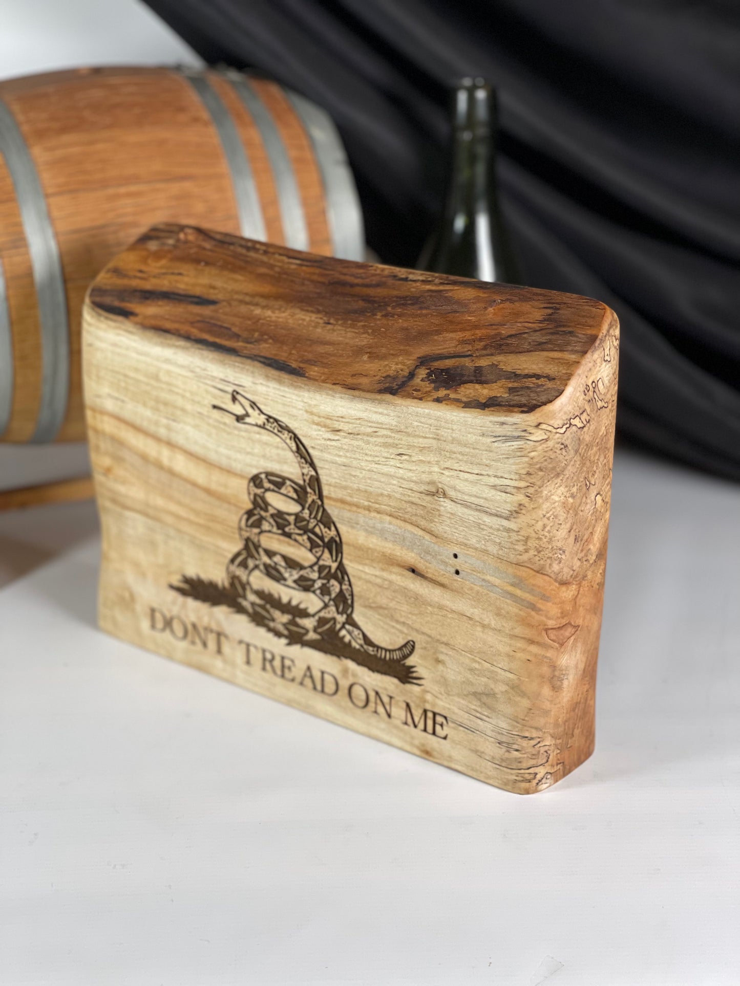 Patriotic - Gadsden Flag on Spalted Maple