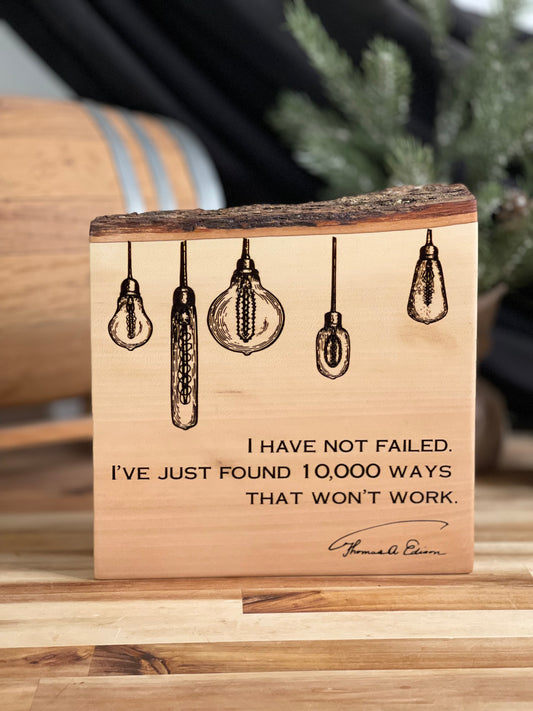 Success Edison Quote - Wood Engraved Decor