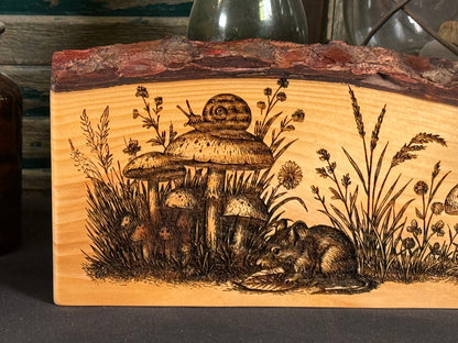 Field Mouse and Mushrooms on Pine