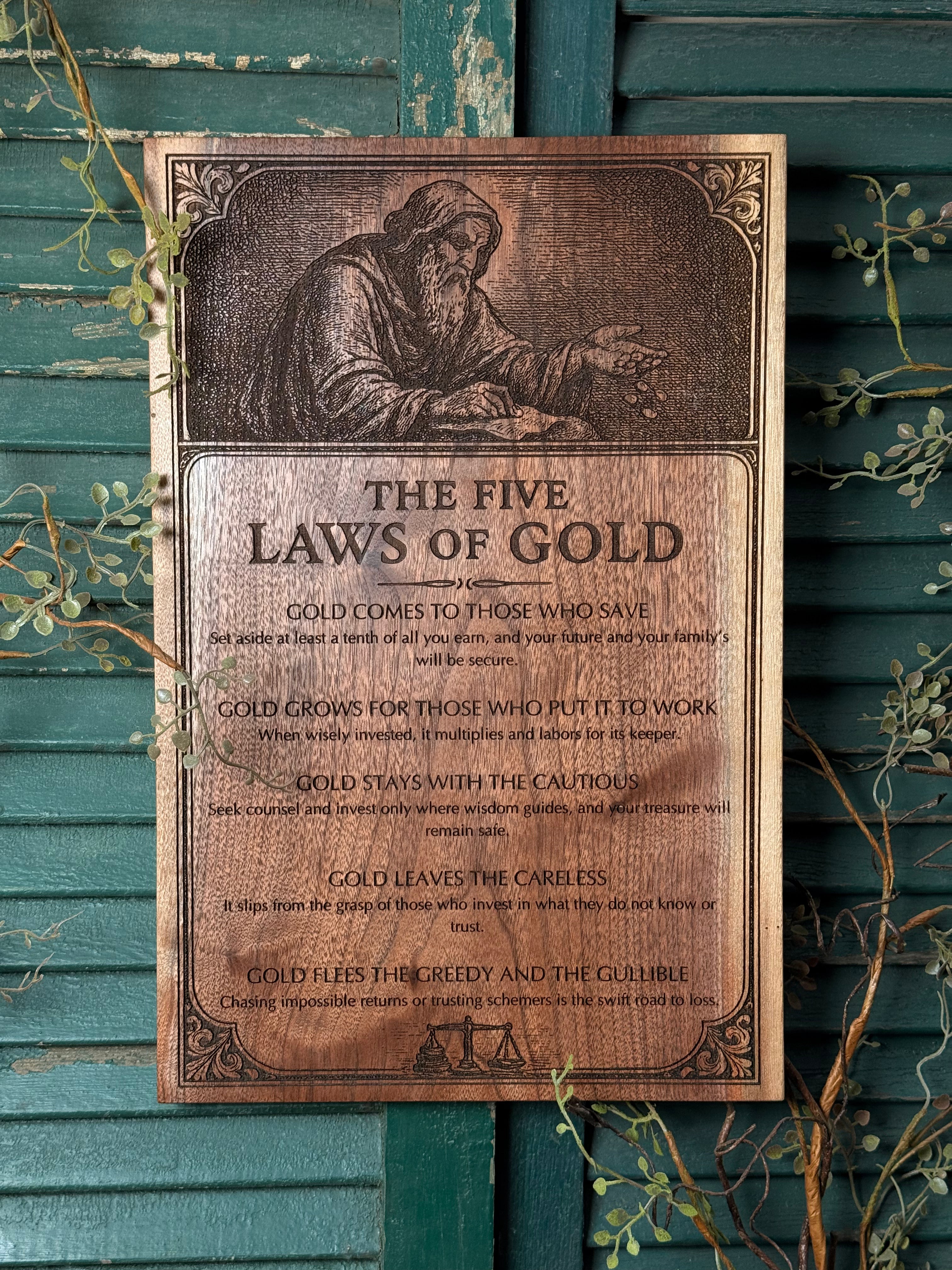 Five Laws of Gold on Walnut