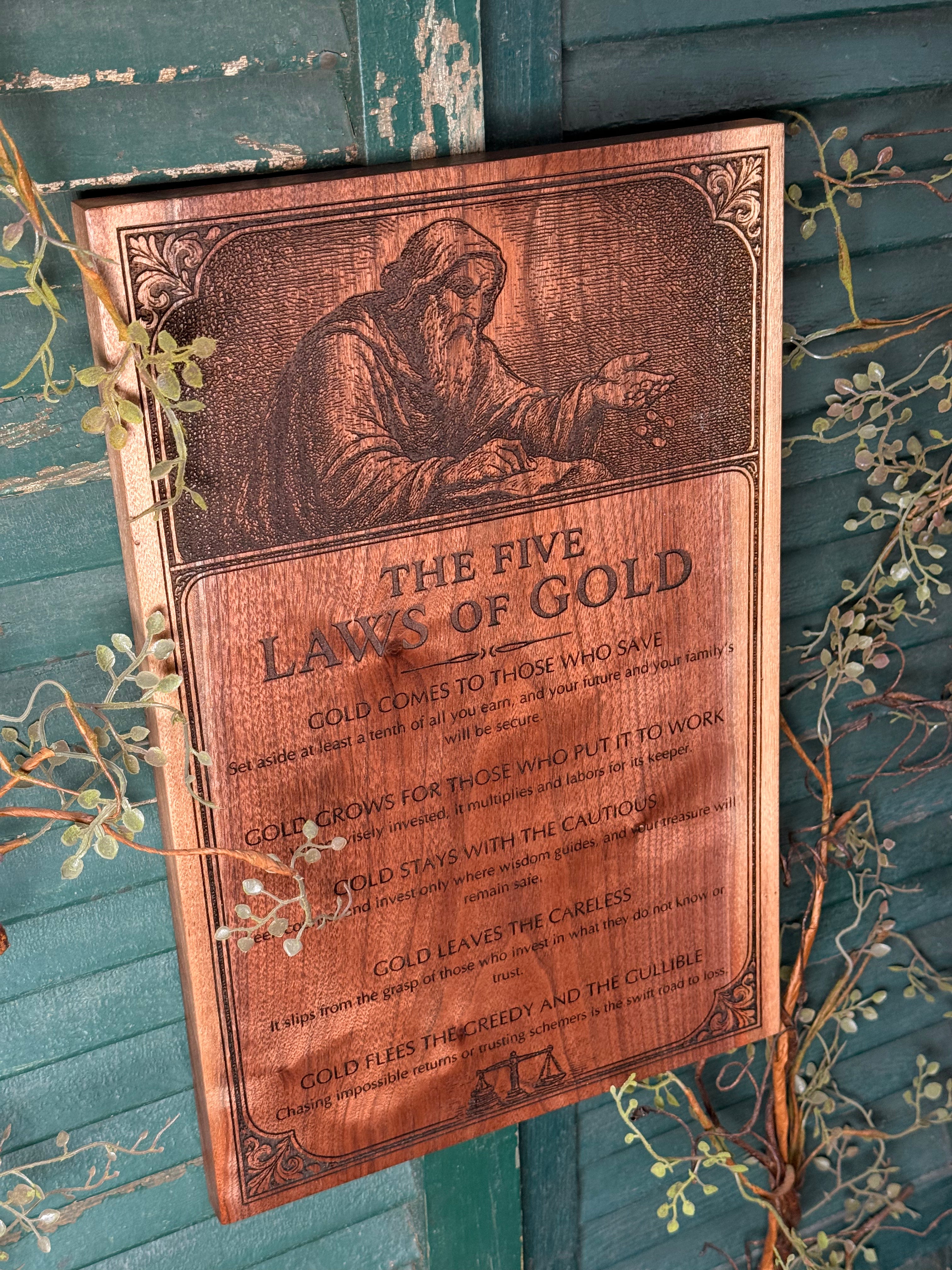 Five Laws of Gold on Walnut