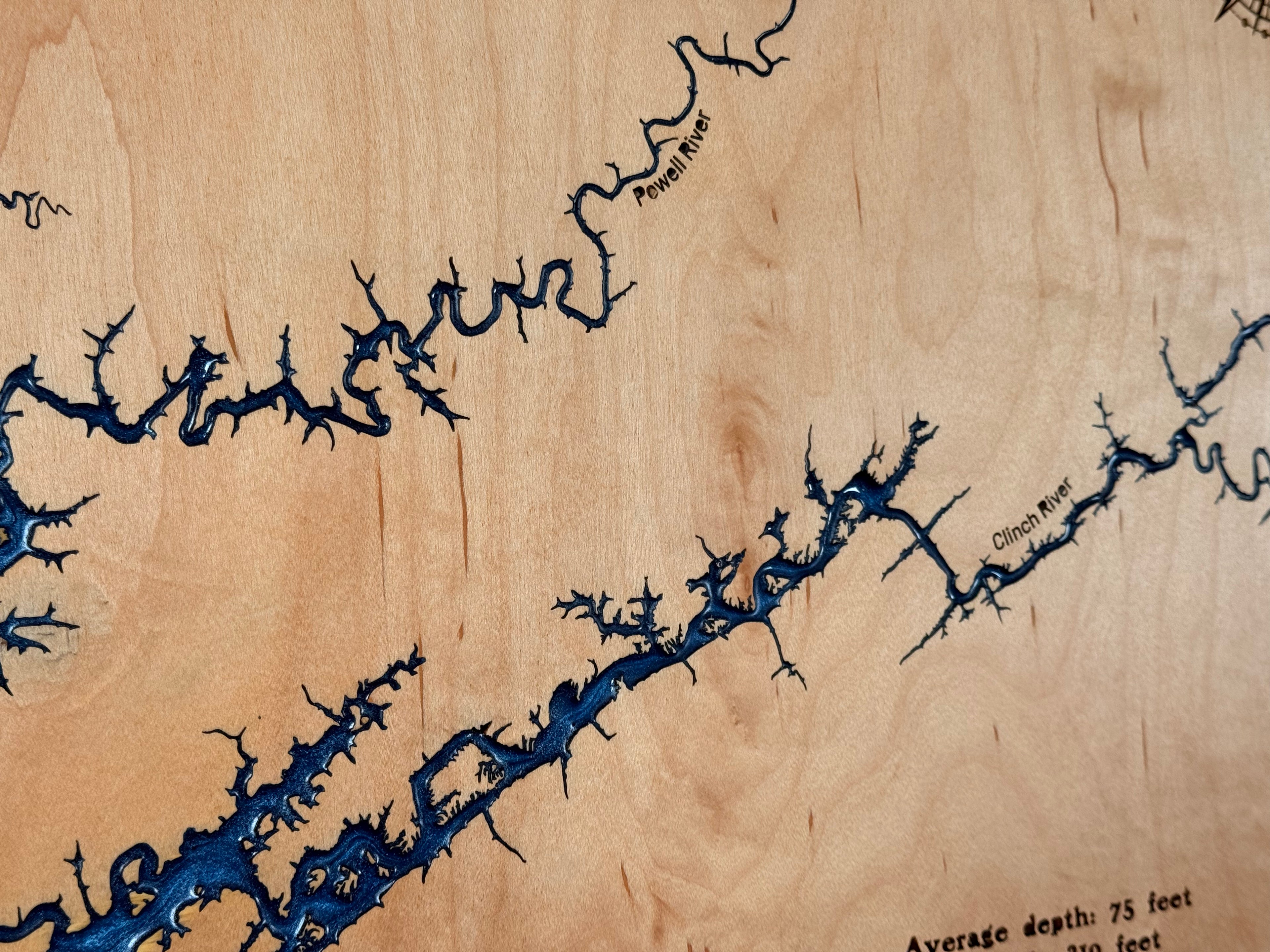 Norris Lake Map on Salvaged Ply