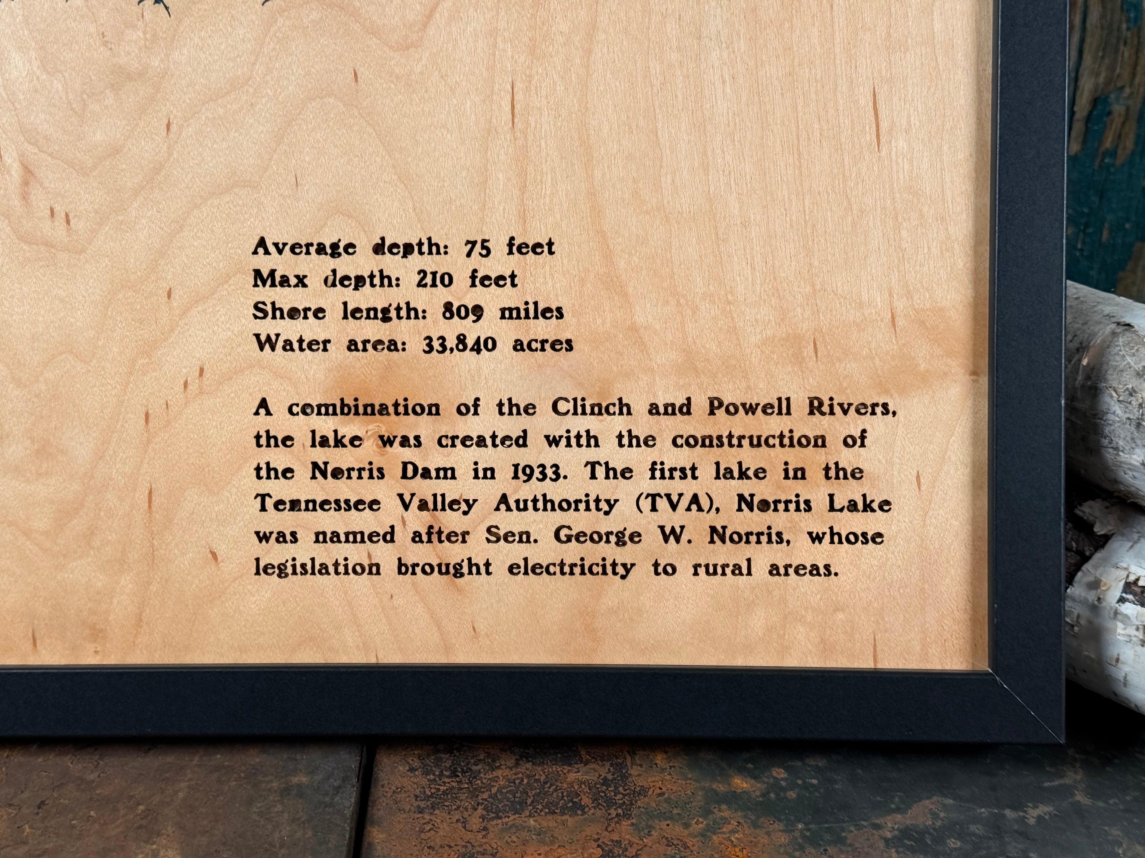 Norris Lake Map on Salvaged Ply