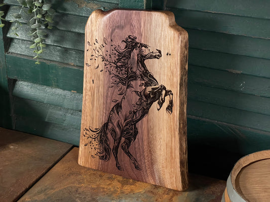 Botanical Horse on Walnut