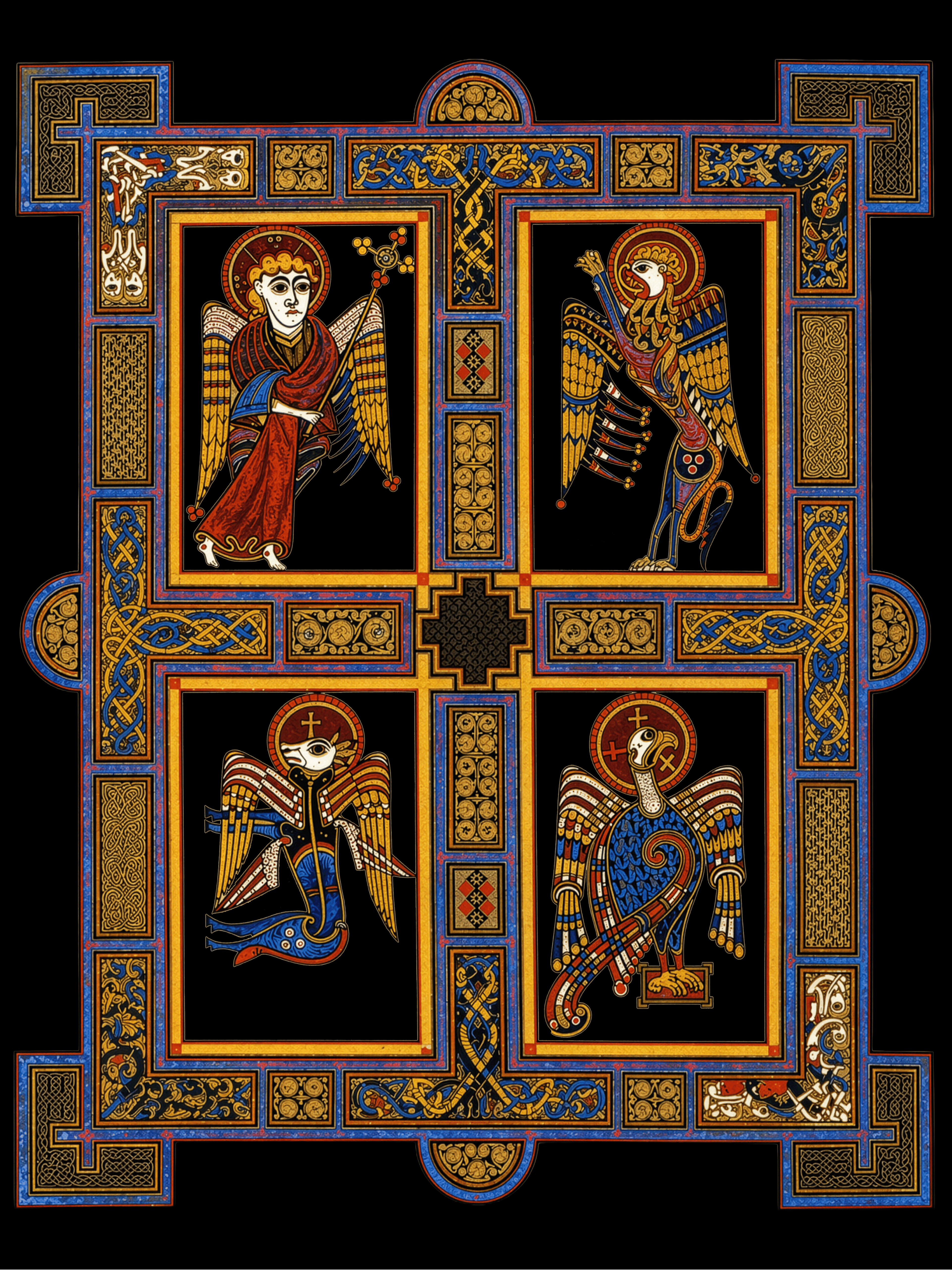 Book of Kells, Icons of the 4 Evangelists - Woven Blanket / Tapestry